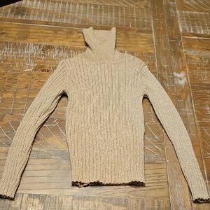 Zara Gold Cable-Knit Turtleneck Sweater Girls Size 6. Like Brand New